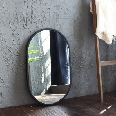 코시나 타원형 욕실 카페 매장 인테리어 거울 블랙